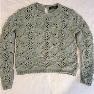 Primark Green Crew Neck Sweater with Intricate Knit